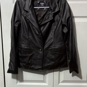Women's Black Faux Leather Jacket milano